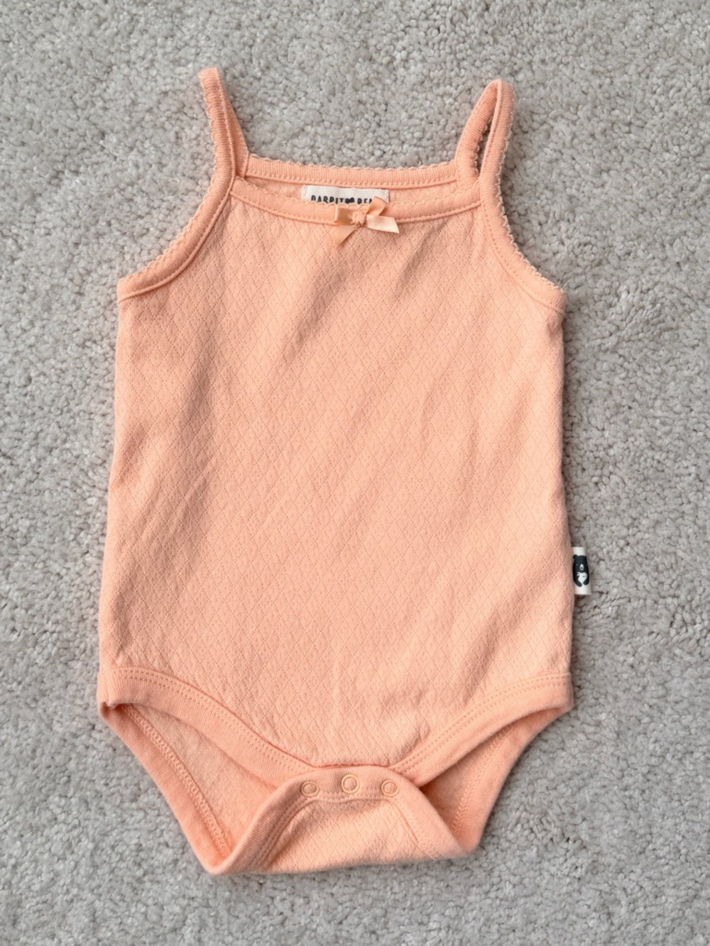 Rabbit + Bear Peach Pointelle One-Piece Bodysuit